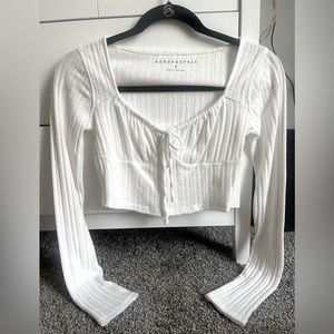 Aeropostale Long Sleeve White Crop Top